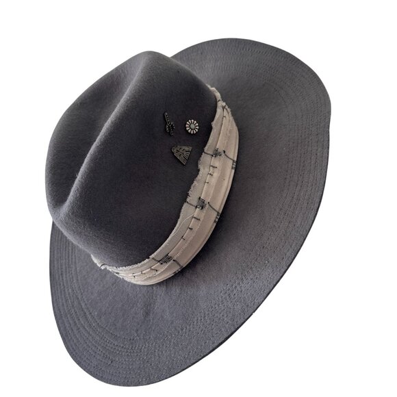 Lucky Brand Milagro & Stitch Grey Wool Boho Hat With Embellished Band - Picture 4 of 8